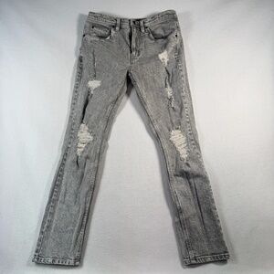 Empyre Jeans Mens 32 Gray Skinny Verge Mid Rise Stretch Distressed